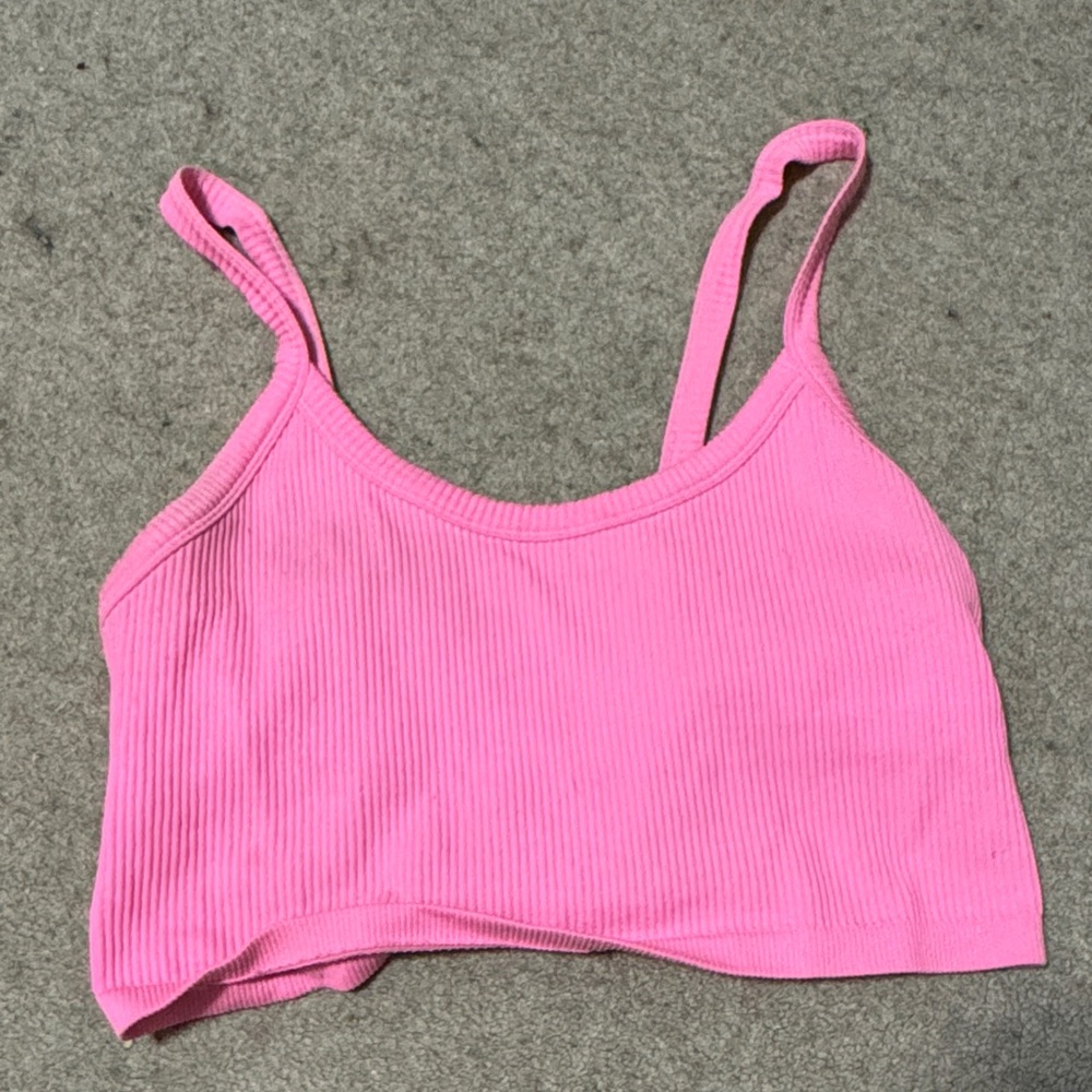 Pink Ribbed Crop Top